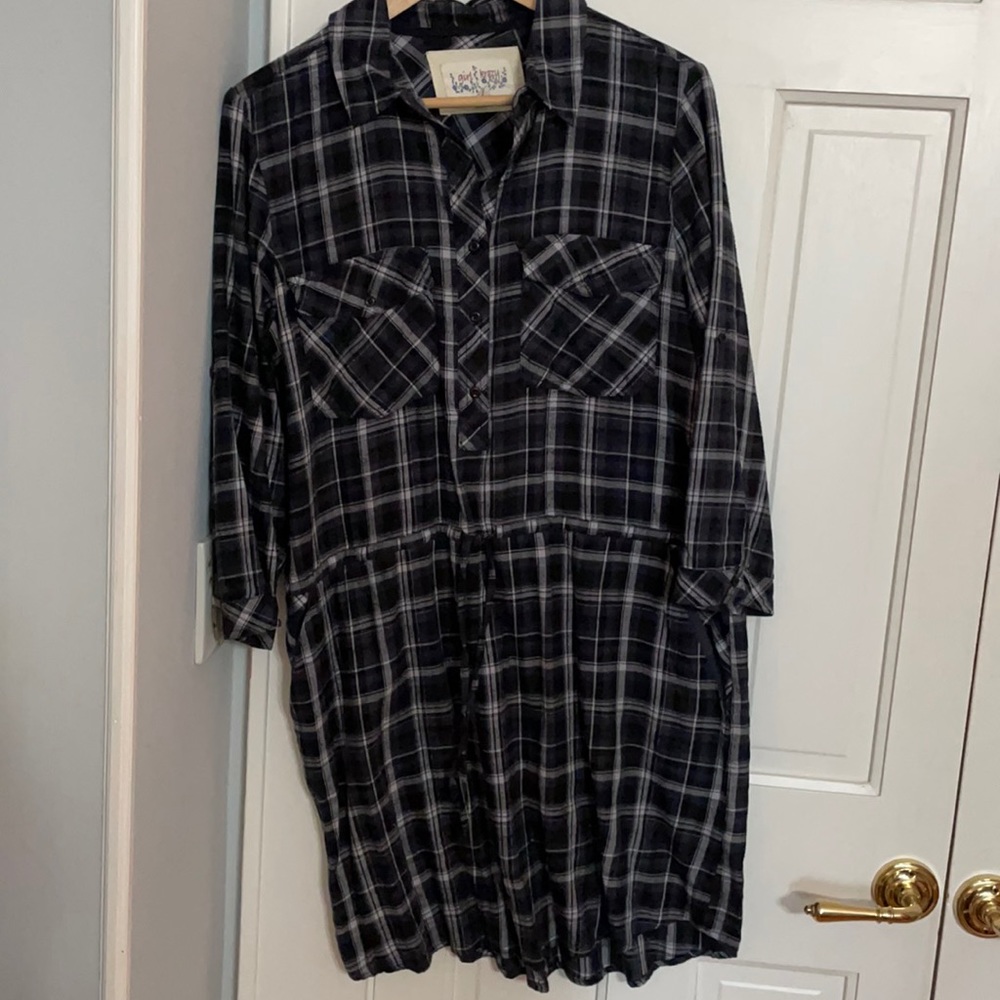 Black check maternity dress